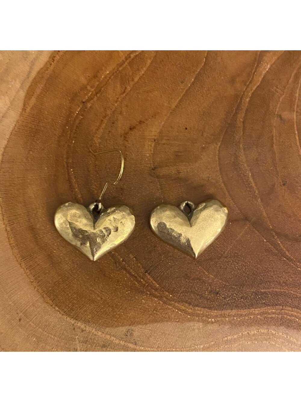 Jeep Collins Hammered Heart Dangle Earrings, Brass